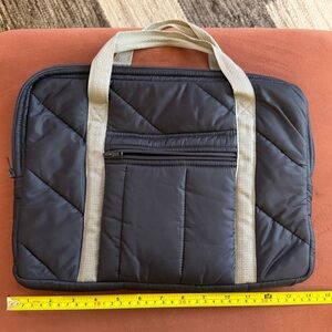 Vintage American Apparel nylon padded laptop bag navy/grey